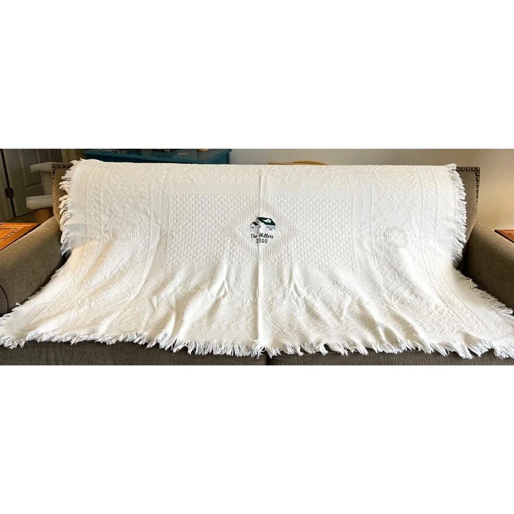 Vintage Personalized Woven Throw Blanket With Fringe - 